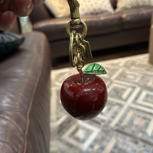 Coach charm apple Red Keychain with Gold Accents - Picture 3 of 6